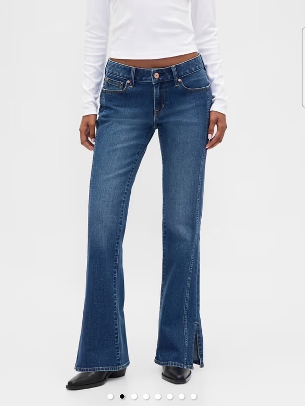 ❤️ GAP LOW RISE LONG & LEAN SEAMED SPLIT-HEM BOOTCUT JEANS, 4 (27) - Picture 3 of 12
